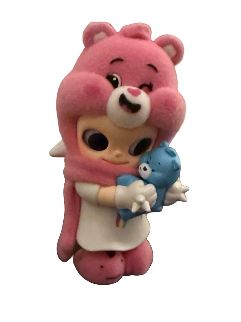 Pink Plush Character Doll with Blue Bear Accessory